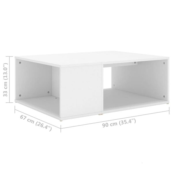 vidaXL Τραπεζάκι Σαλονιού Λευκό 90 x 67 x 33 εκ. Επεξεργασμένο Ξύλο