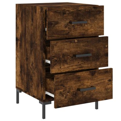 vidaXL Κομοδίνο Καπνιστή Δρυς 40 x 40 x 66 εκ. από Επεξεργασμένο Ξύλο