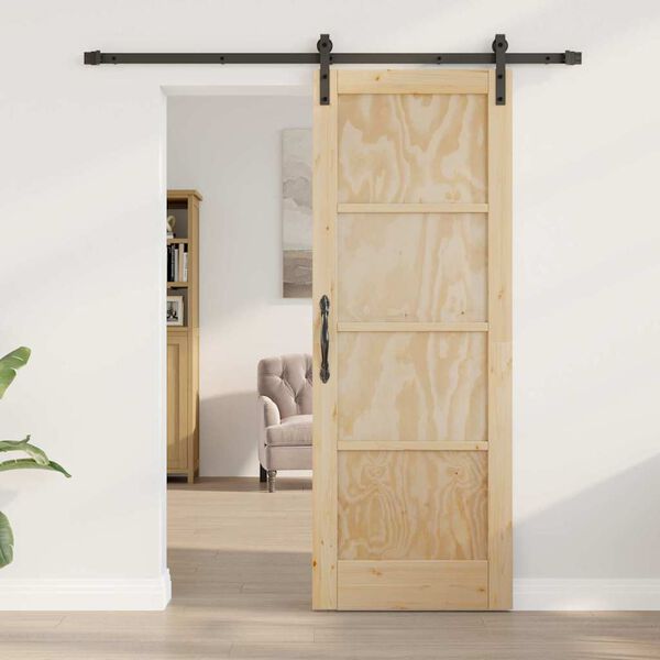 vidaXL Συρόμενη Πόρτα Φυσικό και μαύρο 73.5 x 198.5 εκ.