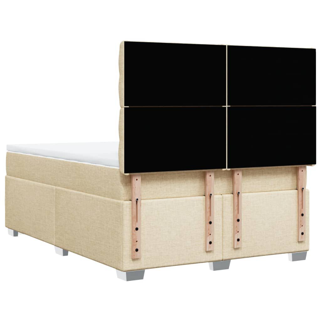 vidaXL Κρεβάτι Boxspring με Στρώμα Κρεμ 140x200 εκ. Υφασμάτινο