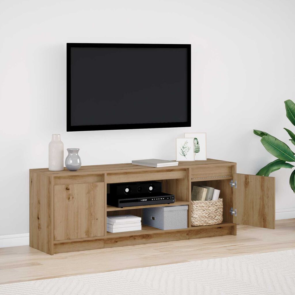 vidaXL Κονσόλα TV με LED Artisan Oak 139.5x34x50 cm Επεξεργασμένου Ξύλου