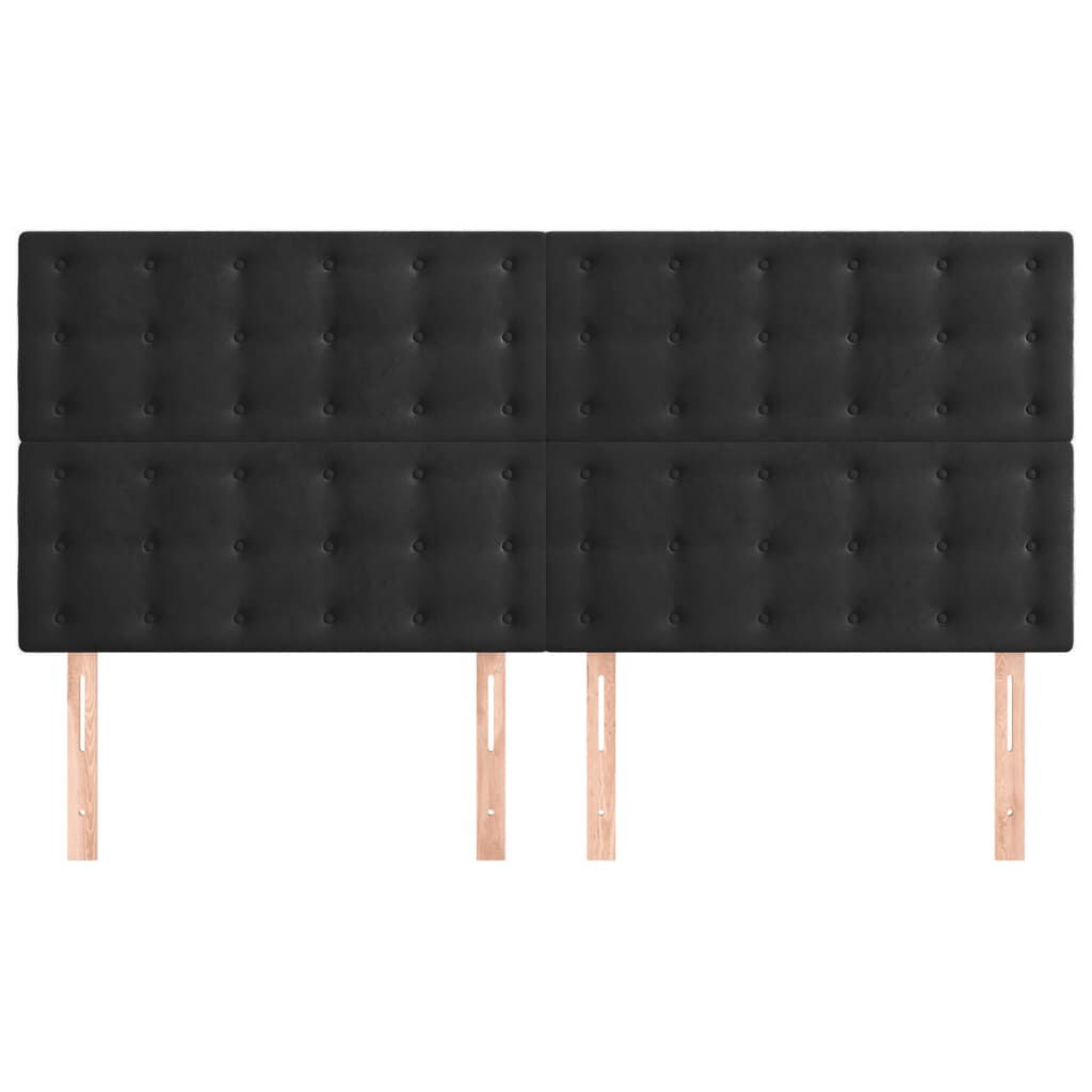 vidaXL Κεφαλάρια Κρεβατιού 4 τεμ. Μαύρο 90x5x78/88 εκ. Βελούδινο