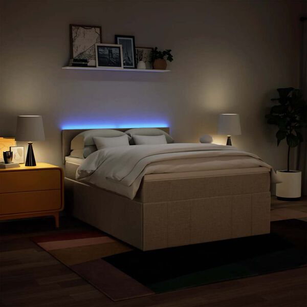 vidaXL &Kappa;&rho;&epsilon;&beta;ά&tau;&iota; Boxspring &mu;&epsilon; &Sigma;&tau;&rho;ώ&mu;&alpha; &Kappa;&rho;&epsilon;&mu; 140x190 &epsilon;&kappa;. &Upsilon;&phi;&alpha;&sigma;&mu;ά&tau;&iota;&nu;&omicron;