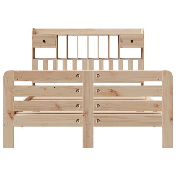 vidaXL Κρεβάτι Βιβλιοθήκη Χωρίς Στρώμα 160x200 εκ Μασίφ Ξύλο Πεύκου