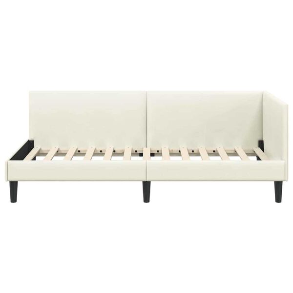 vidaXL Κρεβάτι Γωνίας Κρεμ 90 x 200 cm Βελούδο και Εργοστασιακό ξύλο