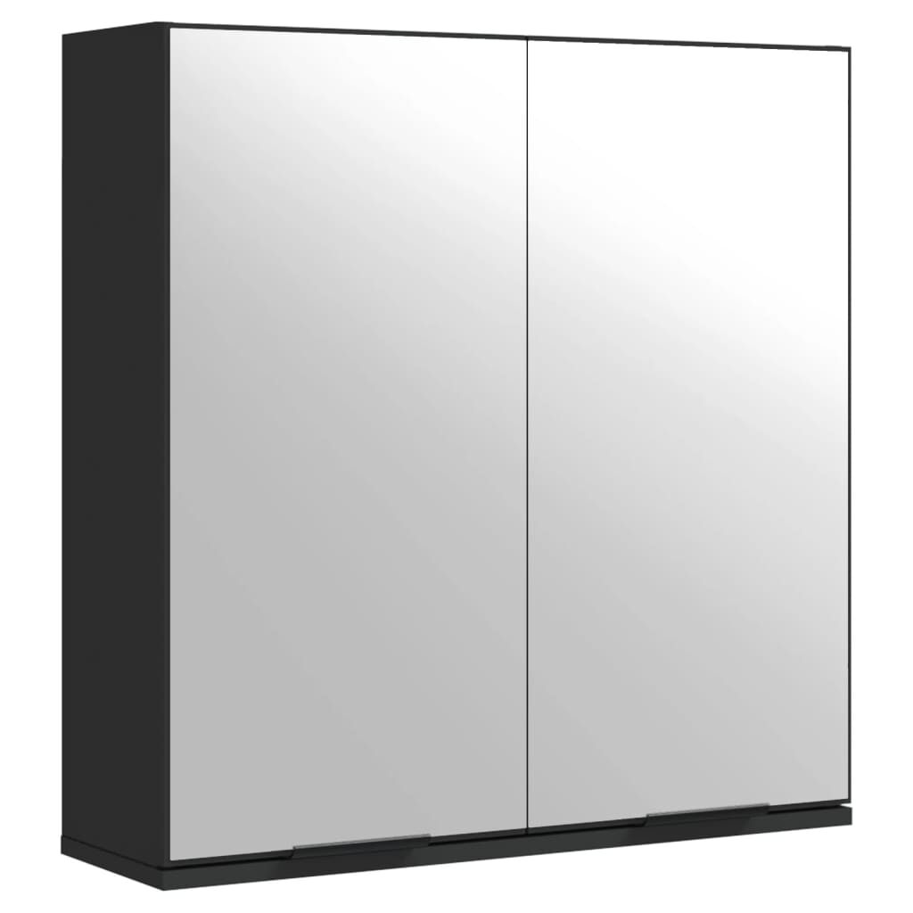 vidaXL Καθρέφτης Μπάνιου με Ντουλάπι Μαύρος 64x20x67 εκ. Επεξ. Ξύλο