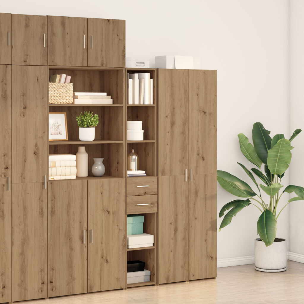 vidaXL Υψηλό ντουλάπι Μαύρη Δρυς 30x42,5x185 εκατοστά Επεξεργασμένο Ξύλο
