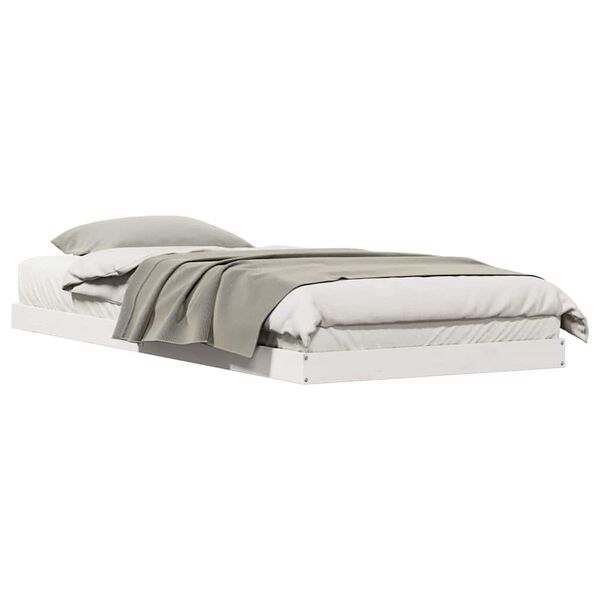 vidaXL Κρεβάτι δαπέδου Λευκό 90 x 220 cm Μασίφ ξύλο πεύκου