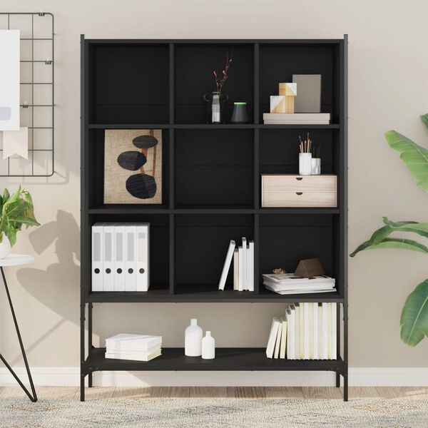 vidaXL Βιβλιοθήκη Μαύρη 102x30x141,5 εκ. από Επεξεργασμένο Ξύλο