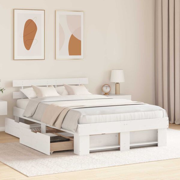 vidaXL Σκελετός Κρεβατιού Λευκό 120 x 190 cm Μασίφ ξύλο πεύκου