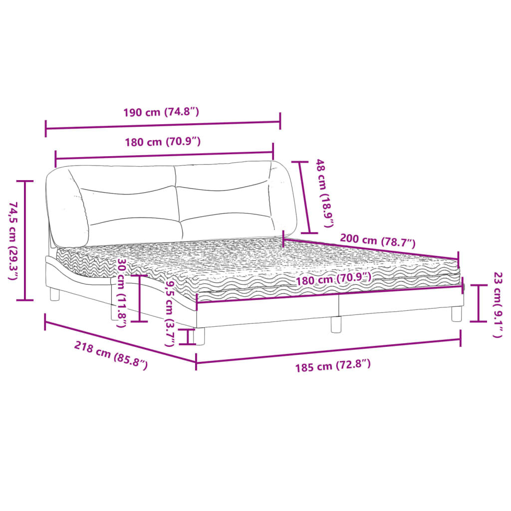 vidaXL Κρεβάτι με Στρώμα Γκρι 180x200 εκ. Συνθετικό Δέρμα
