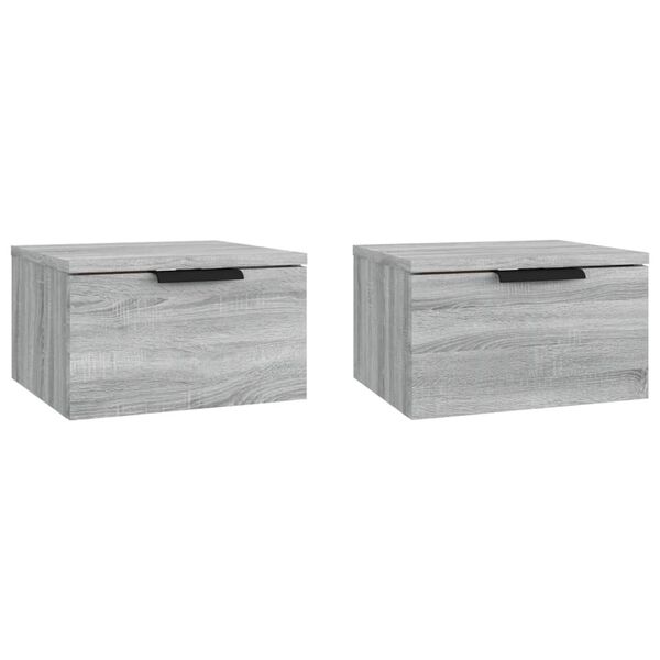 vidaXL Κομοδίνα Επιτοίχια 2 τεμ. Γκρι Sonoma 34x30x20 εκ.