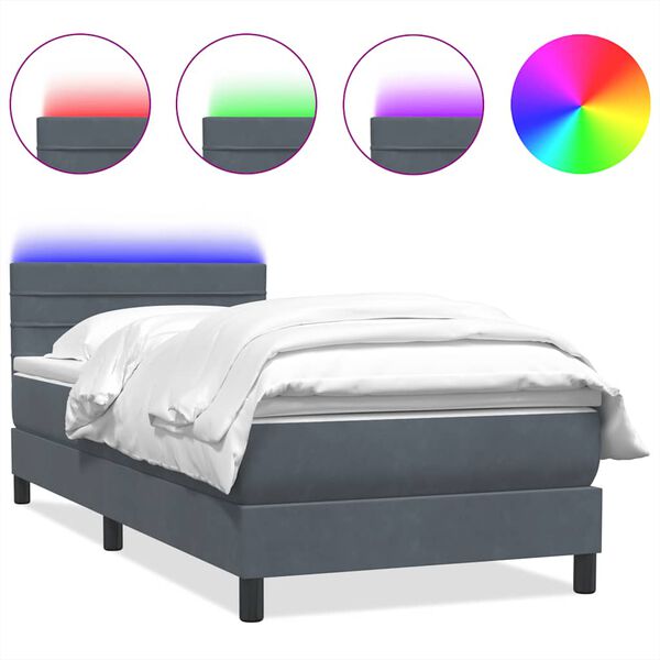 vidaXL &Kappa;&rho;&epsilon;&beta;ά&tau;&iota; Boxspring &mu;&epsilon; &Sigma;&tau;&rho;ώ&mu;&alpha; & LED &Sigma;&kappa;&omicron;ύ&rho;&omicron; &Gamma;&kappa;&rho;&iota; 80x220 &epsilon;&kappa;. &Beta;&epsilon;&lambda;&omicron;ύ&delta;&iota;&nu;&omicron;