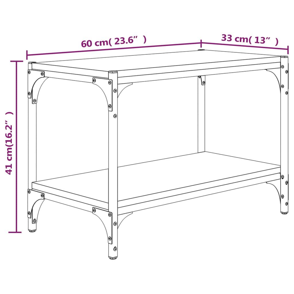 vidaXL Έπιπλο Τηλεόρασης Καφέ Δρυς 60x33x41 εκ. Επεξ. Ξύλο & Ατσάλι