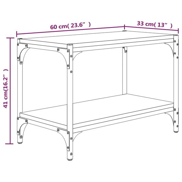 vidaXL Έπιπλο Τηλεόρασης Καφέ Δρυς 60x33x41 εκ. Επεξ. Ξύλο & Ατσάλι
