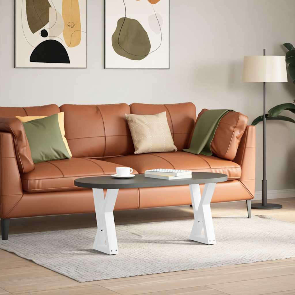 vidaXL Πόδια Τραπεζιού Σαλονιού 2 τεμ. Λευκά 28x(42-43,3) εκ. Ατσάλι