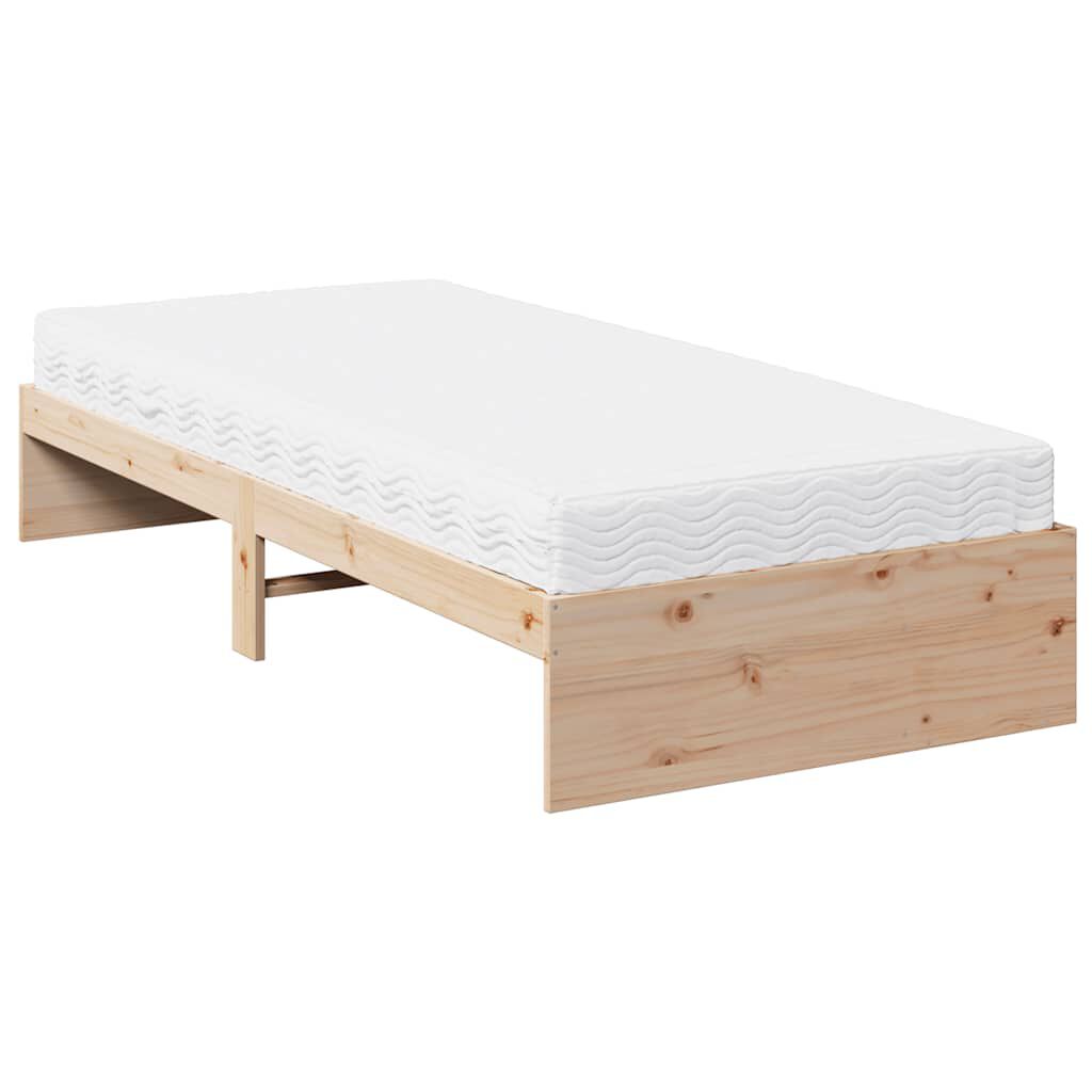 vidaXL Κρεβάτι ημέρας με στρώμα 100x200 cm από μασίφ ξύλο πεύκο
