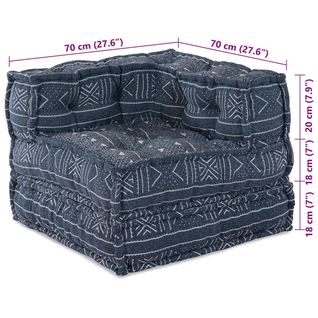 vidaXL Μοδάτος Πουφ Indigo 70x70x54 Υφασμάτινος