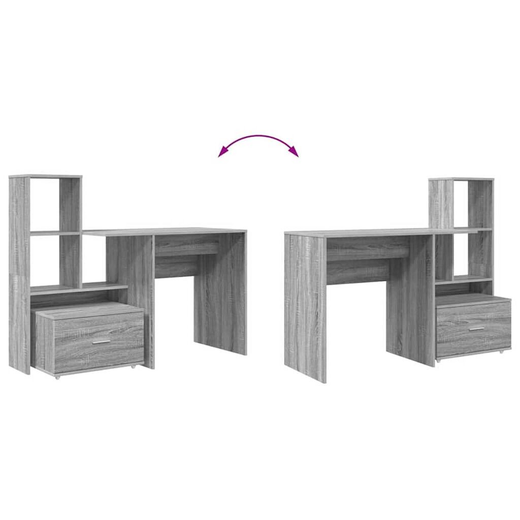 vidaXL Γραφείο Γκρι sonoma 131.5 x 50 x 106.5 εκ. Επεξεργασμένο ξύλο