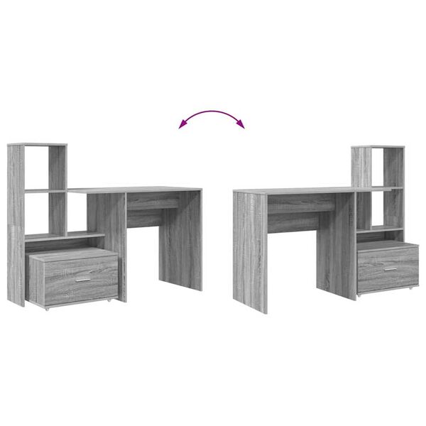 vidaXL Γραφείο Γκρι sonoma 131.5 x 50 x 106.5 εκ. Επεξεργασμένο ξύλο