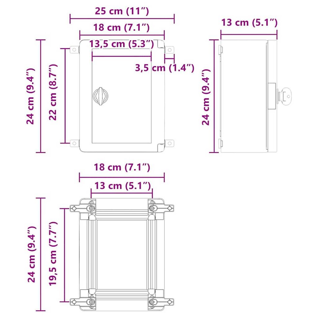 vidaXL Ντουλάπι Ελέγχου Γκρι 18 x 13 x 24 εκ. ΑΒΣ Πλαστικό