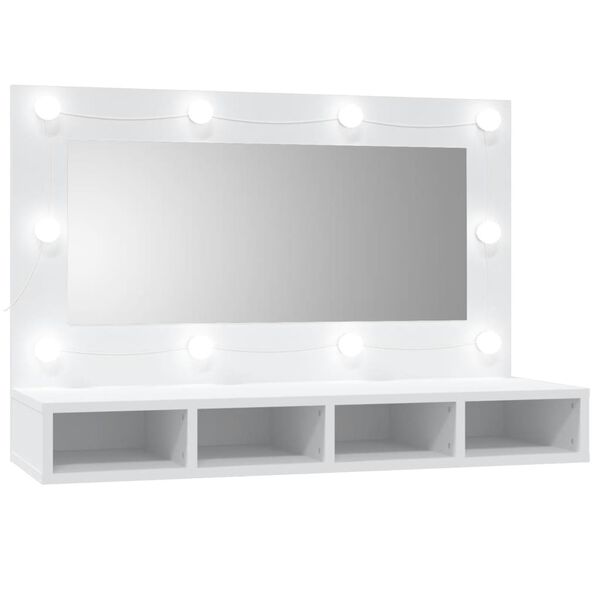 vidaXL Έπιπλο Καθρέπτη με LED Λευκό 90x31,5x62 εκ.