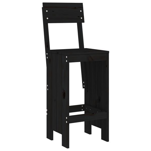 vidaXL Σκαμπό Μπαρ 2 τεμ. Μαύρα 40 x 48,5 x 115,5εκ. Μασίφ Ξύλο Πεύκου