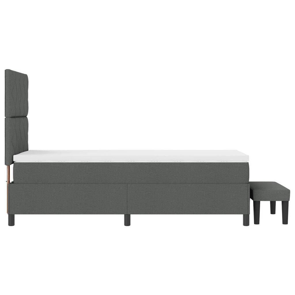 vidaXL Κρεβάτι Box Spring με Στρώμα & Πάγκο Σκούρο Γκρι 90x190 εκ Ύφασμα