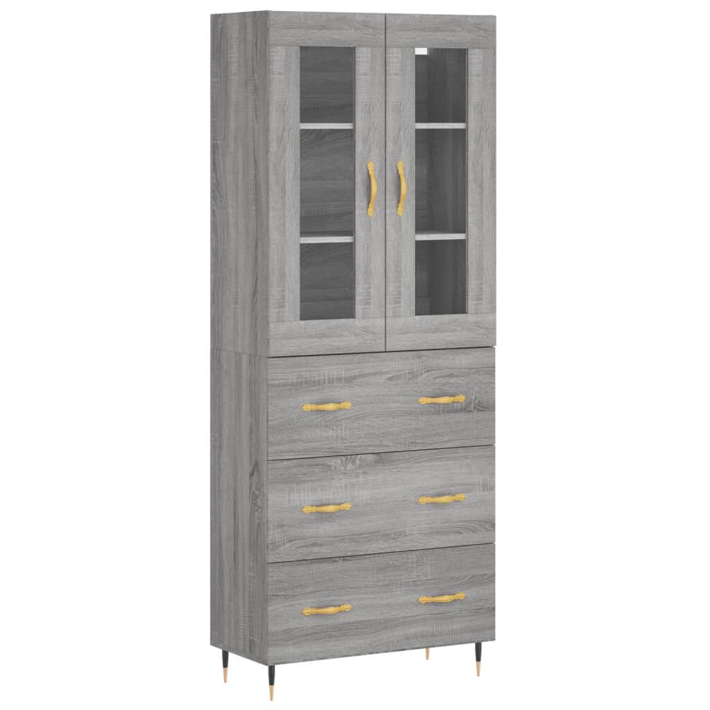 vidaXL Ντουλάπι Γκρι Sonoma 69,5 x 34 x 180 εκ. Επεξεργασμένο Ξύλο