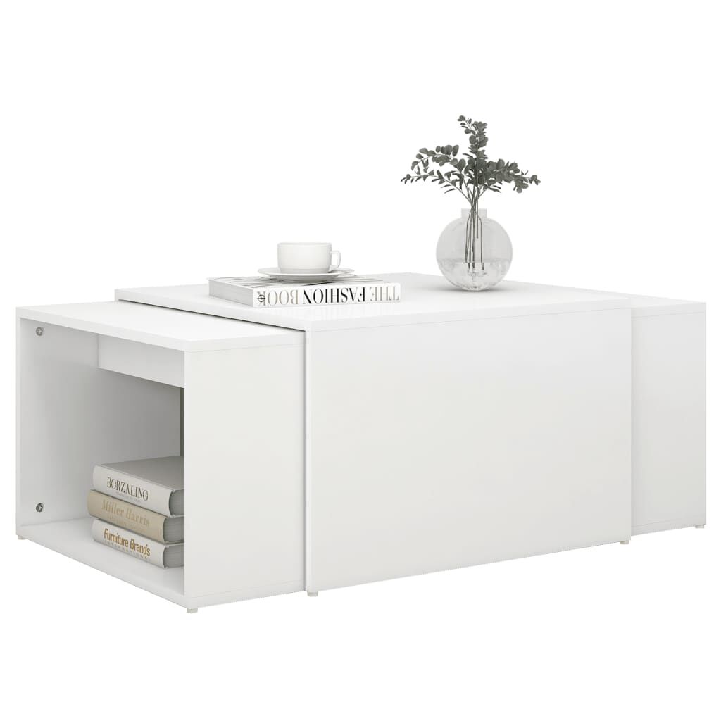 vidaXL Τραπεζάκια Σαλονιού Ζιγκόν 3 τεμ. Λευκά 60x60x38 εκ Επεξ. Ξύλο