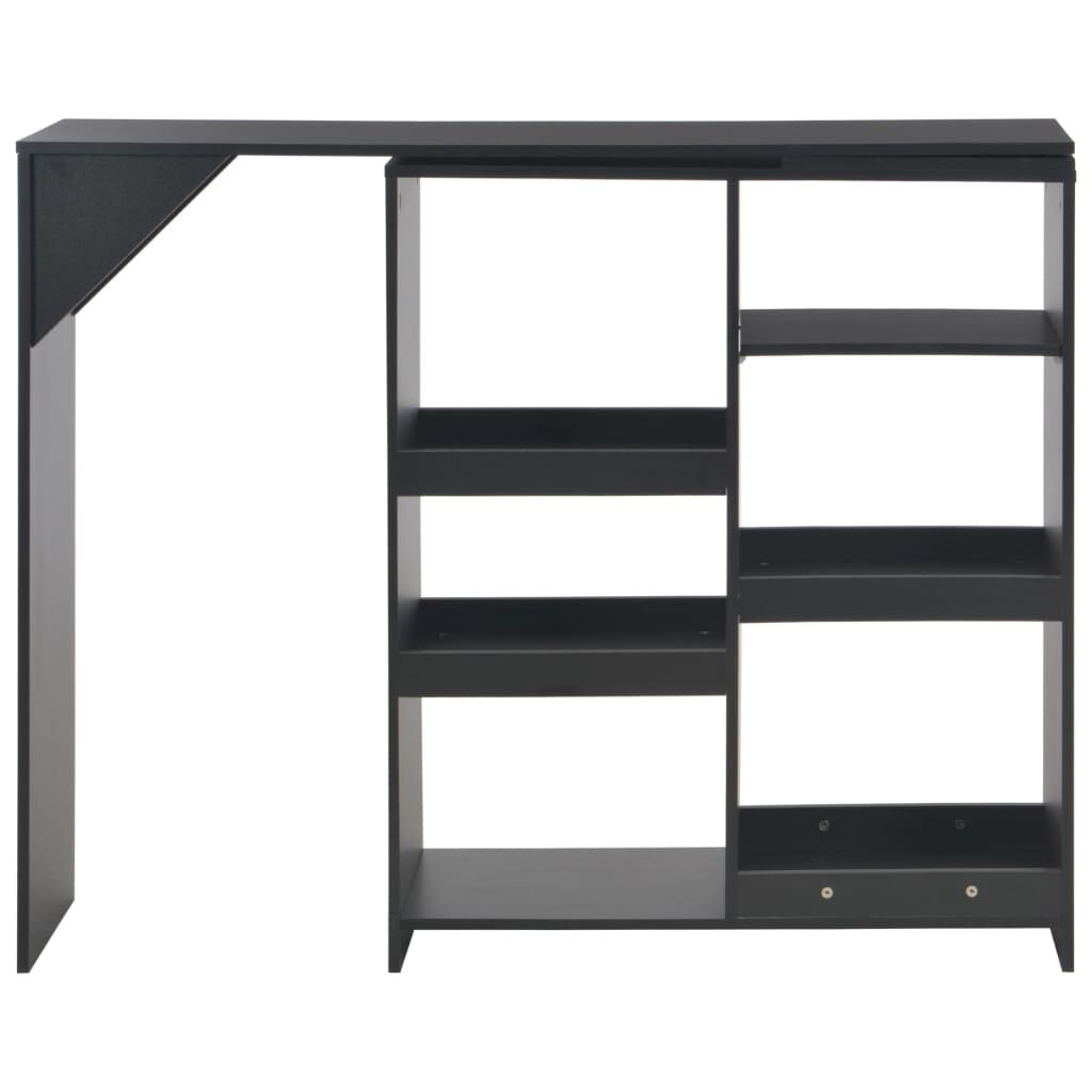 vidaXL Τραπέζι Μπαρ με Κινητή Ραφιέρα Μαύρο 138 x 39 x 110 εκ.