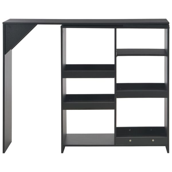 vidaXL Τραπέζι Μπαρ με Κινητή Ραφιέρα Μαύρο 138 x 39 x 110 εκ.