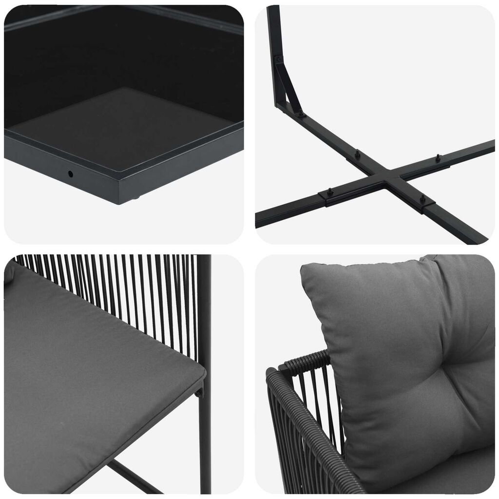 vidaXL Σέτ φαγητού για κήπο 15 pcs Μαύρο Ατσάλι
