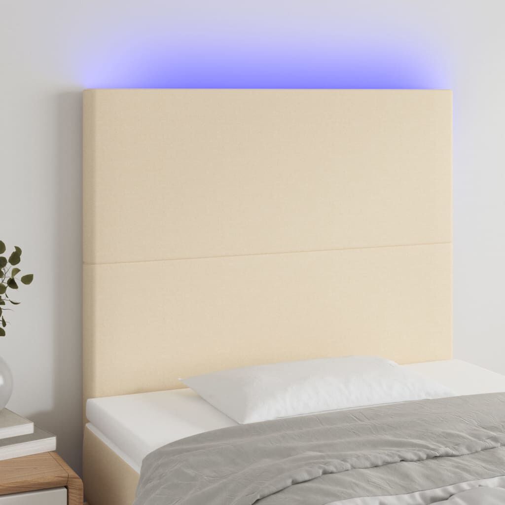 vidaXL Κεφαλάρι Κρεβατιού LED Κρεμ 80x5x118/128εκ. Υφασμάτινο
