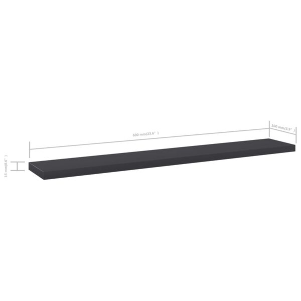 vidaXL Ράφια Βιβλιοθήκης 4 τεμ. Γκρι 60x10x1,5 εκ. από Μοριοσανίδα