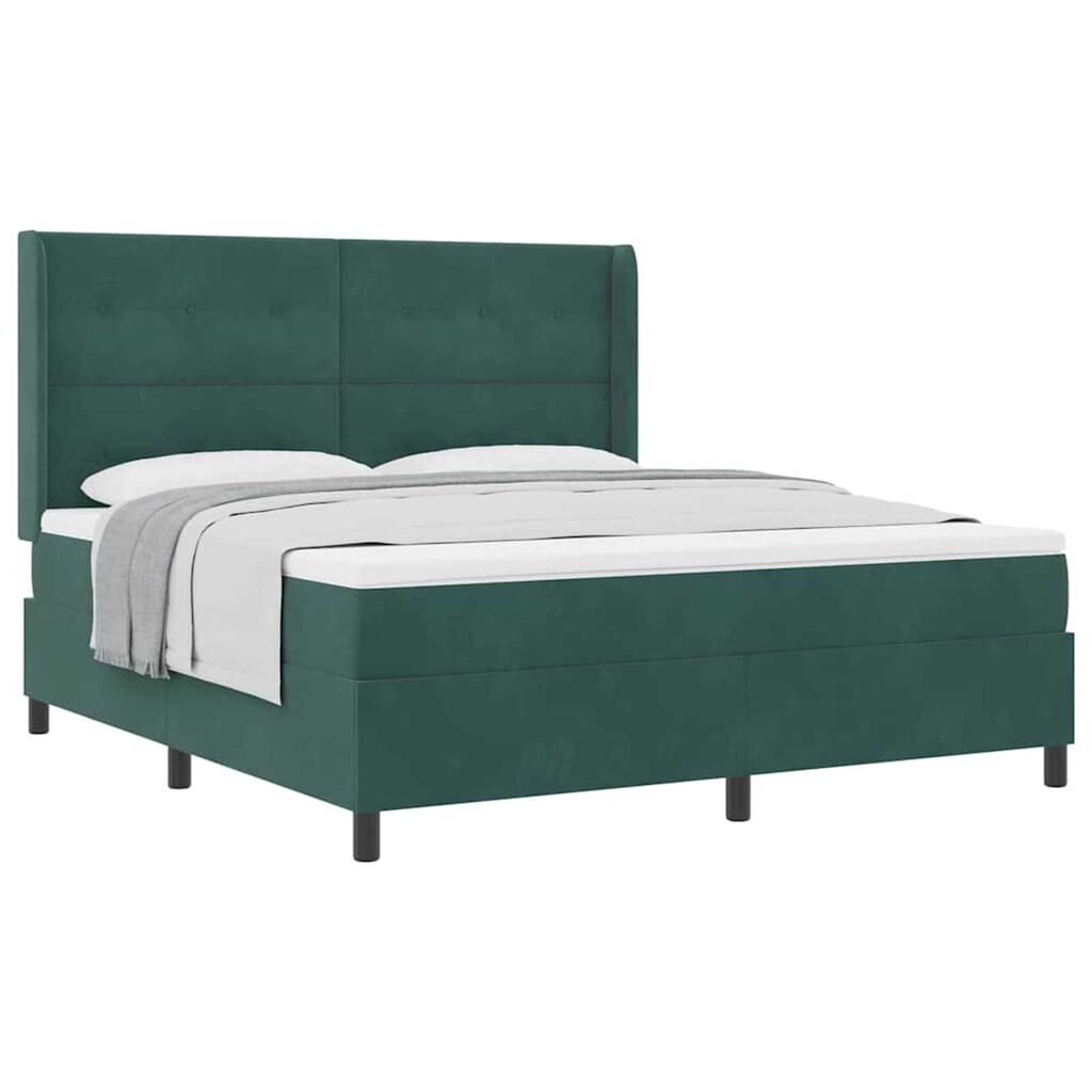 vidaXL Κρεβάτι με ελατήρια Σκούρο πράσινο 180 x 200 cm Βελούδο