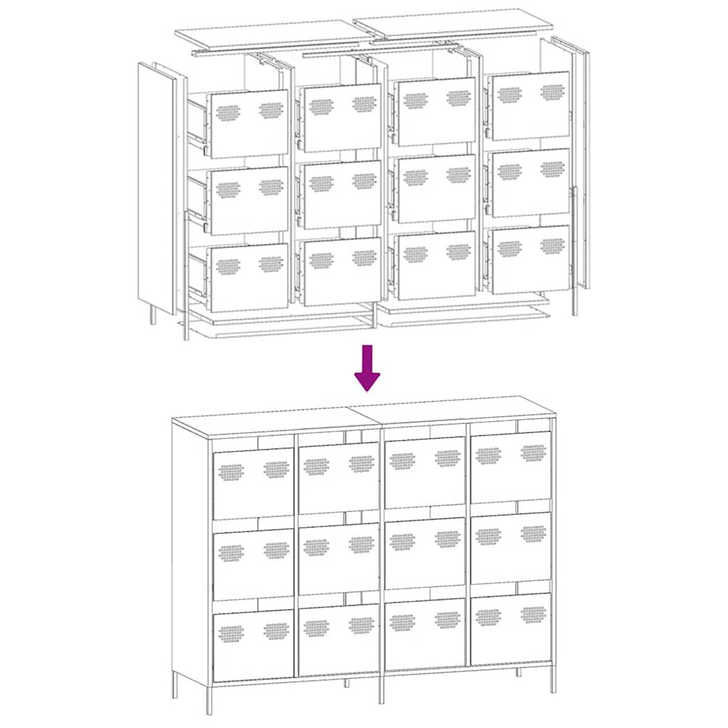 vidaXL Sideboard Λευκό 135x39x103,5 cm Ατσάλι ψυχρής έλασης