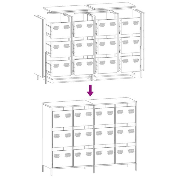 vidaXL Sideboard Λευκό 135x39x103,5 cm Ατσάλι ψυχρής έλασης