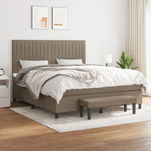 vidaXL &Kappa;&rho;&epsilon;&beta;ά&tau;&iota; Boxspring &mu;&epsilon; &Sigma;&tau;&rho;ώ&mu;&alpha; Taupe 160x200 &epsilon;&kappa;. &Upsilon;&phi;&alpha;&sigma;&mu;ά&tau;&iota;&nu;&omicron;
