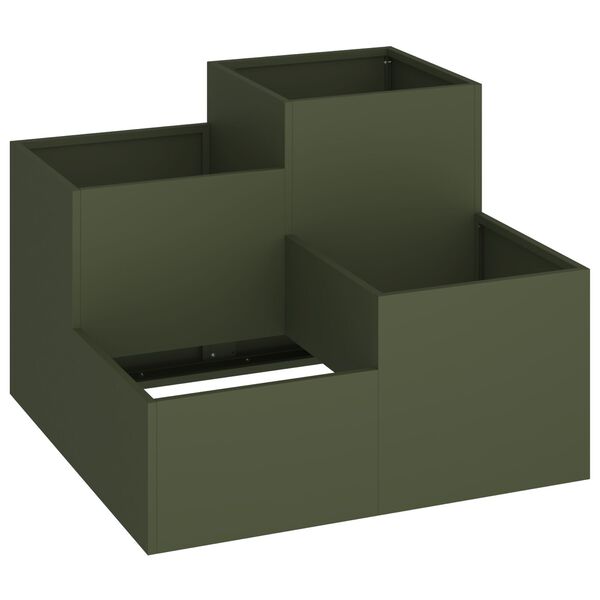 vidaXL Κηπουρική Γλάστρα 80x80x60 εκ. Πράσινος Ελαιόδεντρο Ατσάλι