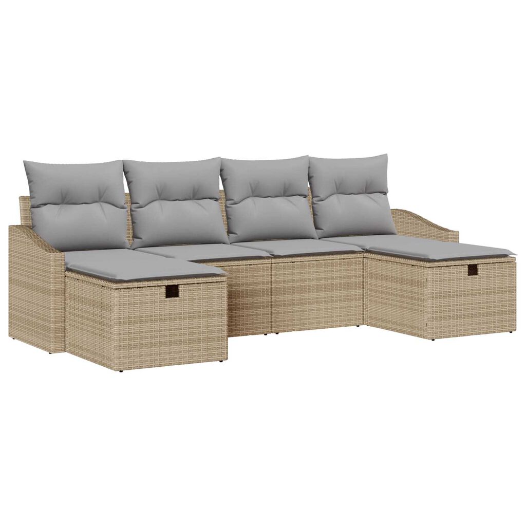 vidaXL Σετ Καναπέ Κήπου 6 pcs Μπεζ 55 x 62 x 69 εκ Πολυ ράταν