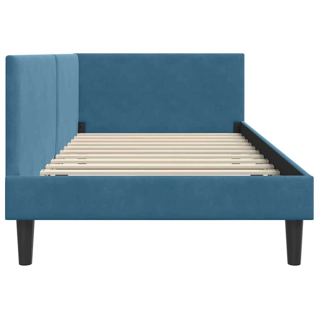 vidaXL Κρεβάτι Γωνίας Μπλε 100 x 200 cm Βελούδο και Εργοστασιακό ξύλο