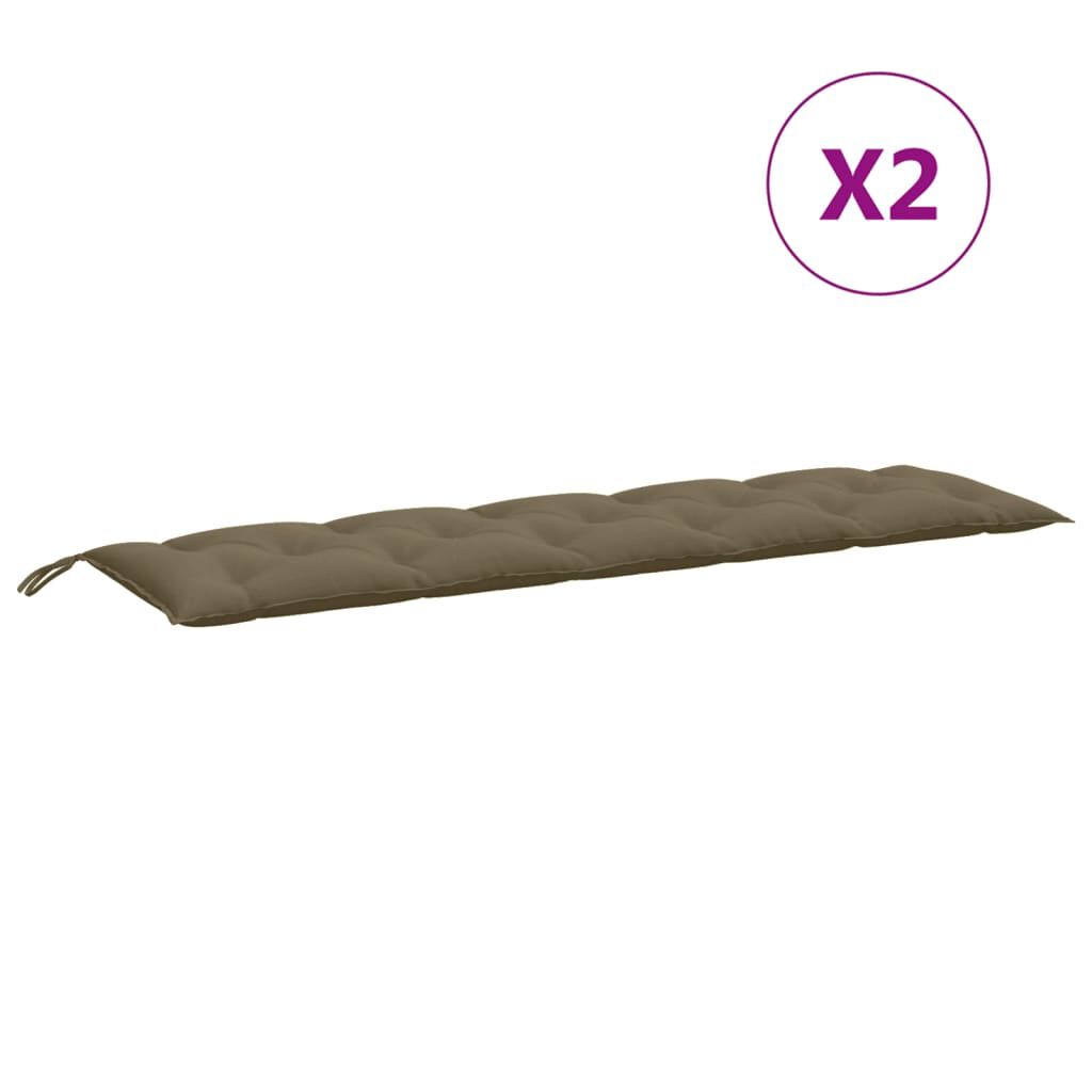 vidaXL Μαξιλάρια Πάγκου Κήπου 2 τεμ. Taupe Μελανζέ 180x50x7 εκ. Ύφ.