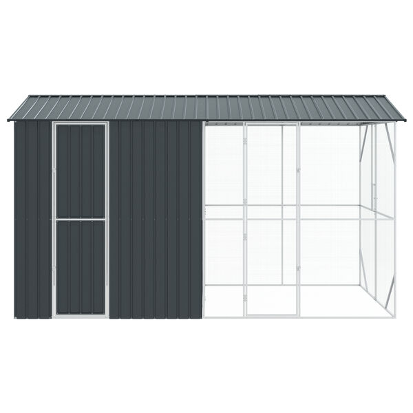 vidaXL Κλουβί Πουλιών με Προέκταση Ανθρακί 210x442x247 εκ. Χάλυβας