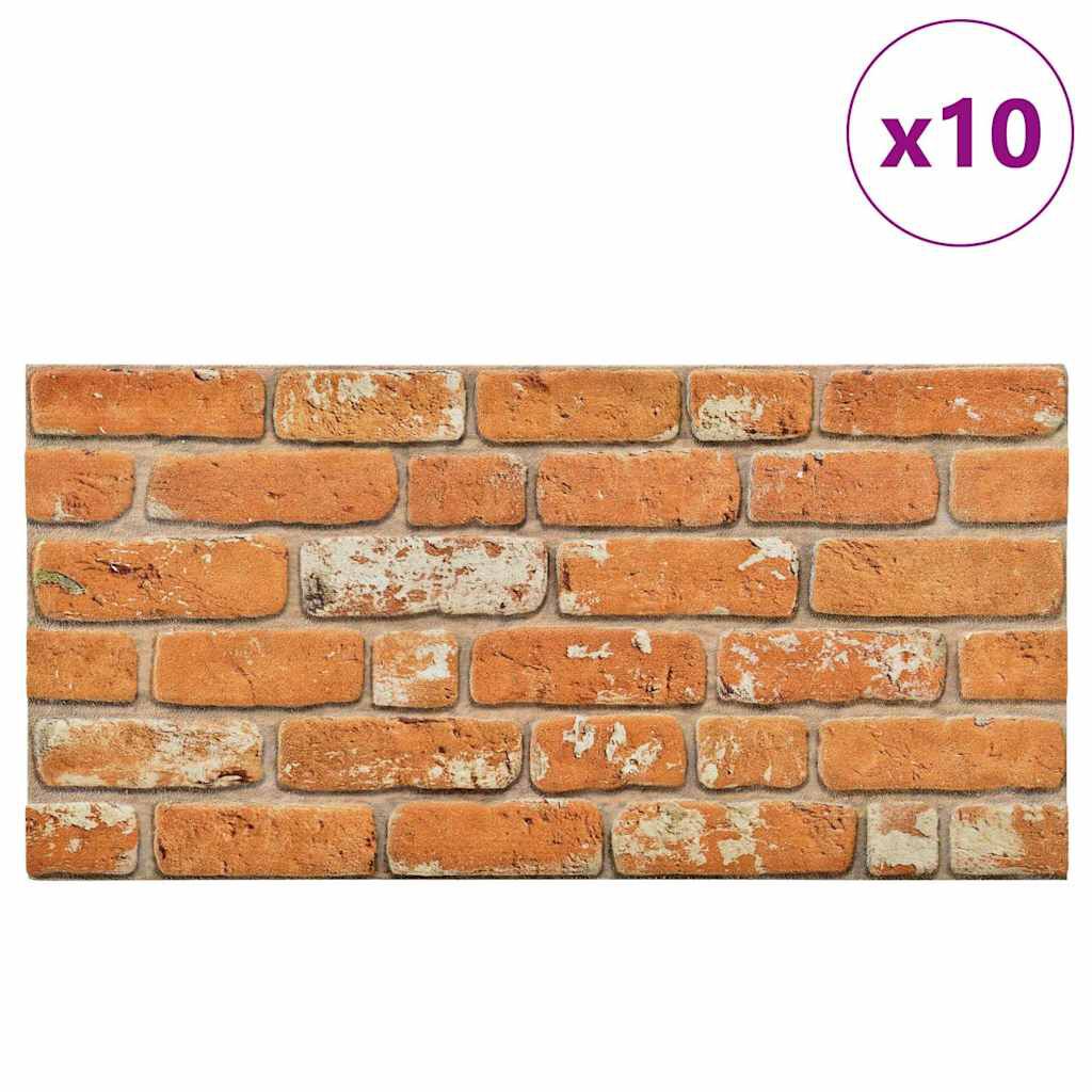 vidaXL Πάνελ Τοίχου 3D 10 τεμ. Σχέδιο Τούβλα Ανοιχτό Καφέ EPS