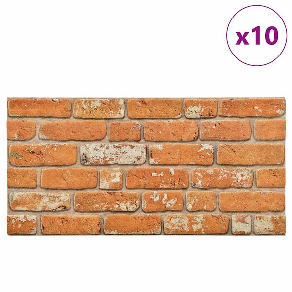 vidaXL Πάνελ Τοίχου 3D 10 τεμ. Σχέδιο Τούβλα Ανοιχτό Καφέ EPS