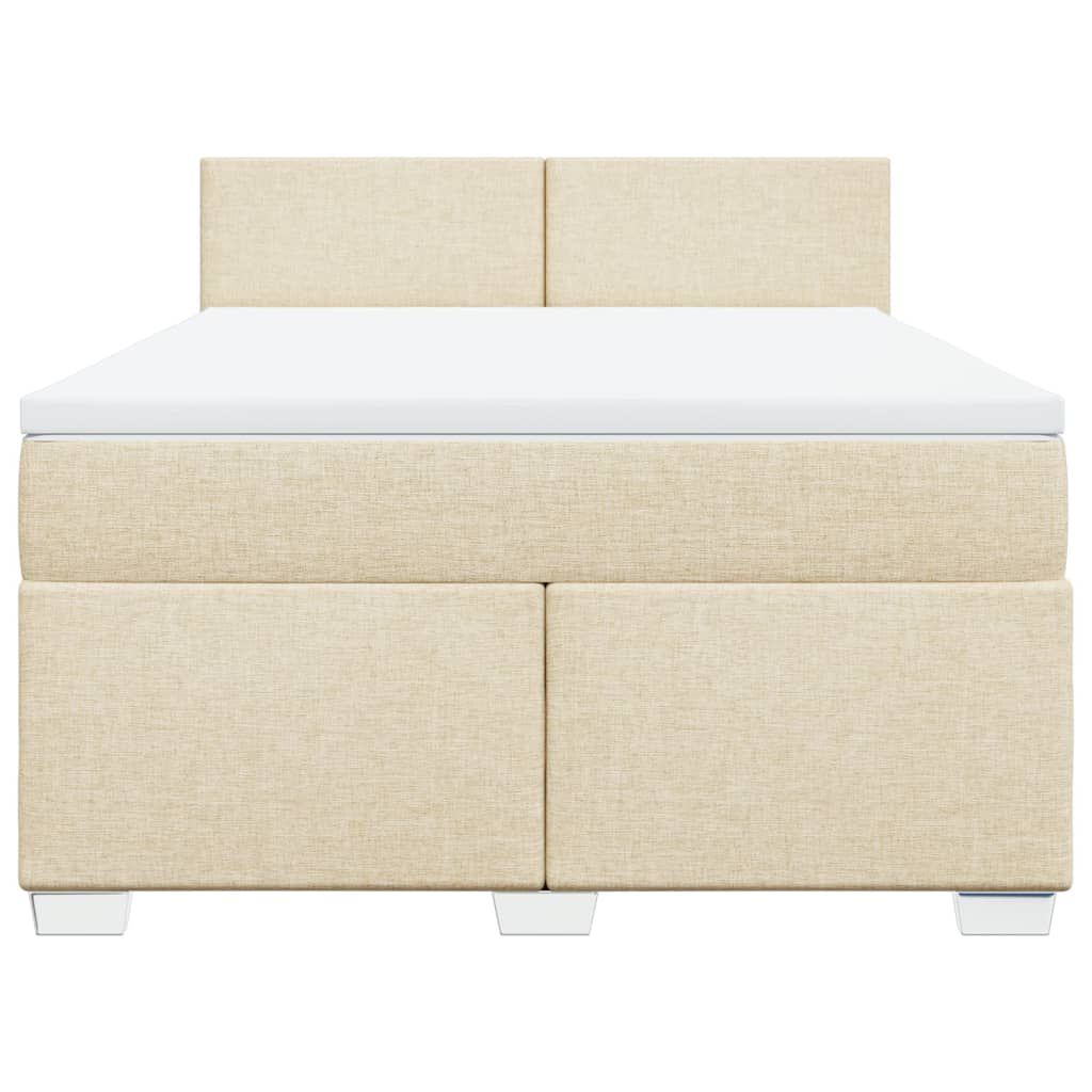 vidaXL Κρεβάτι Boxspring με Στρώμα Κρεμ 160x200 εκ. Υφασμάτινο