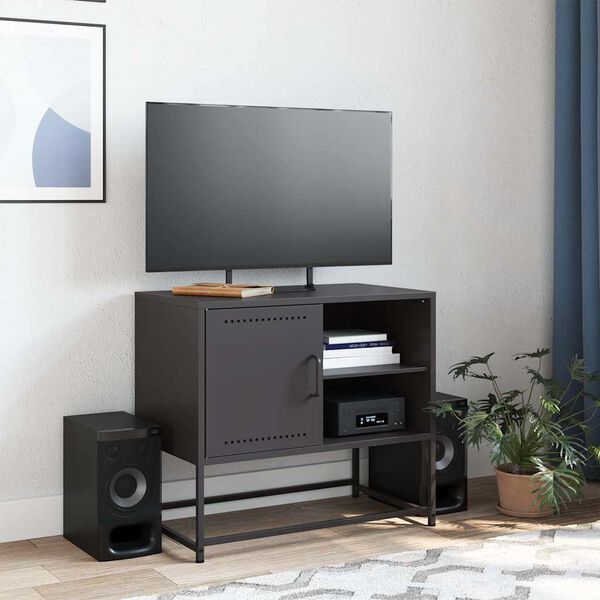 vidaXL Έπιπλο Τηλεόρασης Μαύρο 68,5x39x60,5 εκ. Ατσάλινο