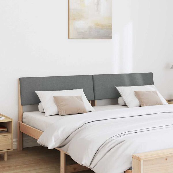 vidaXL Ταπετσαρισμένο κεφαλάρι Σκούρο Γκρι 180 cm Στερεά ξυλεία πεύκου