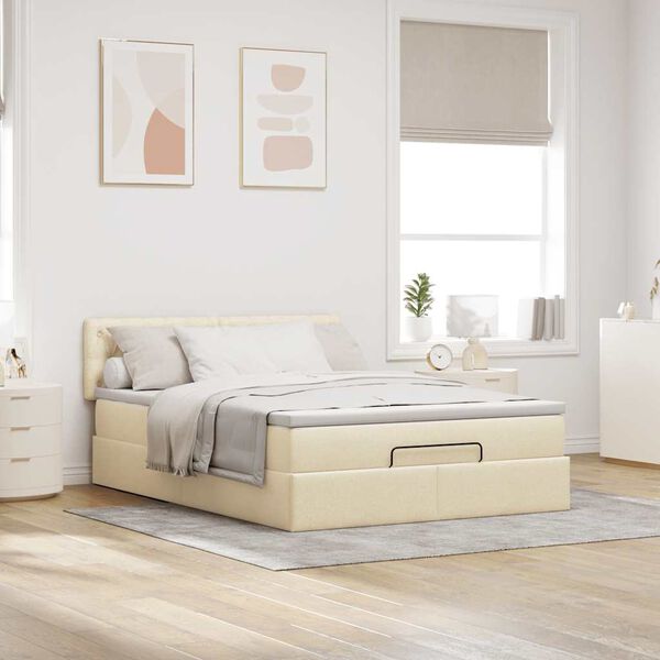 vidaXL &Omicron;&theta;&omega;&mu;&alpha;&nu;&iota;&kappa;ό &kappa;&rho;&epsilon;&beta;ά&tau;&iota; &mu;&epsilon; &sigma;&tau;&rho;ώ&mu;&alpha; Cream 140x200cm ύ&phi;&alpha;&sigma;&mu;&alpha;